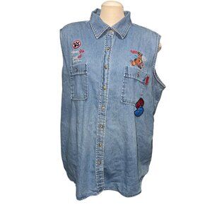 Scooby-Doo Vintage Womens Denim Sleeveless Vest 3XL 22W/24W Cartoon Network Embr